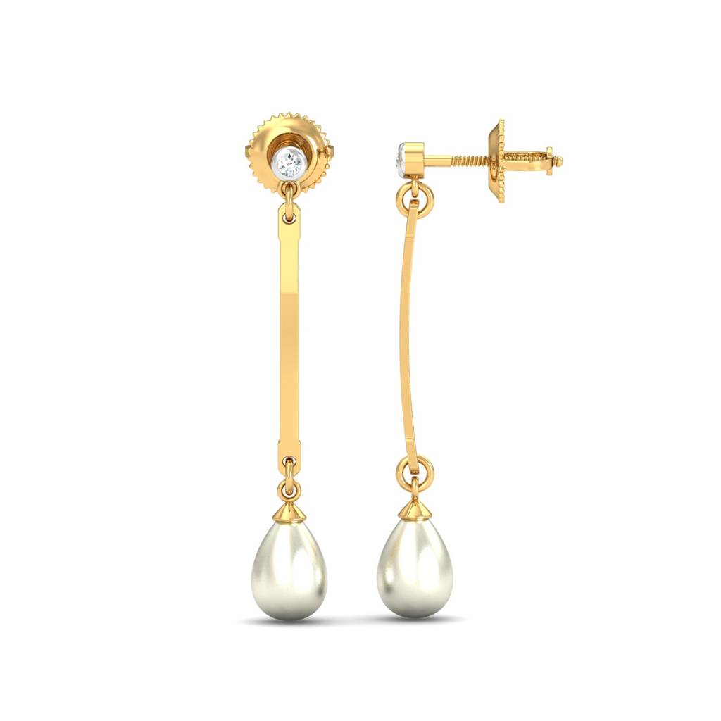 KuberBox 18K Yellow Gold Mauktik Pearl Drop Earrings