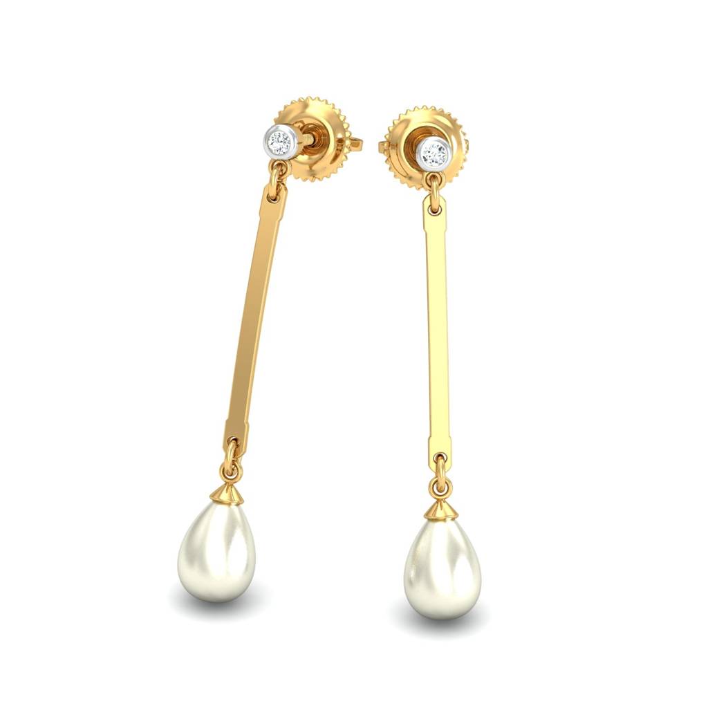 KuberBox 18K Yellow Gold Mauktik Pearl Drop Earrings