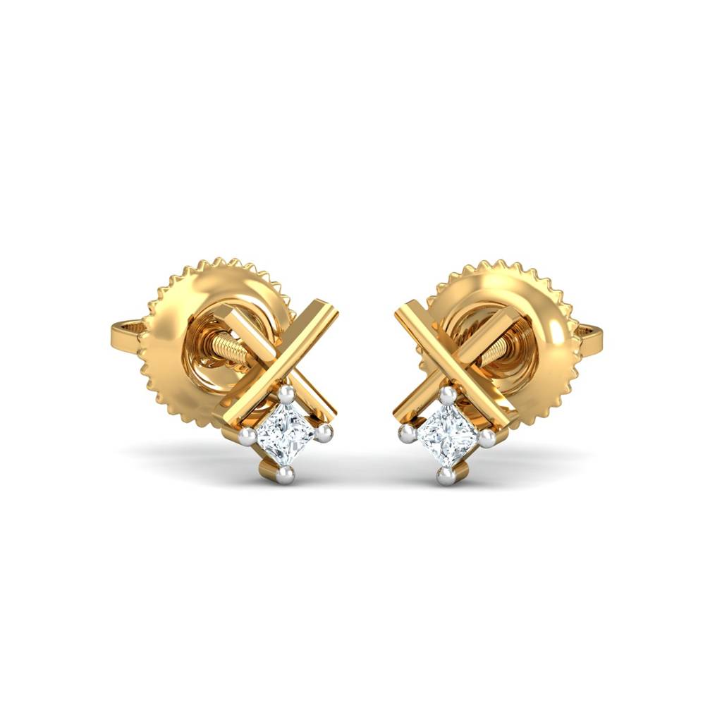 KuberBox 18K Yellow Gold XO Stud Earrings