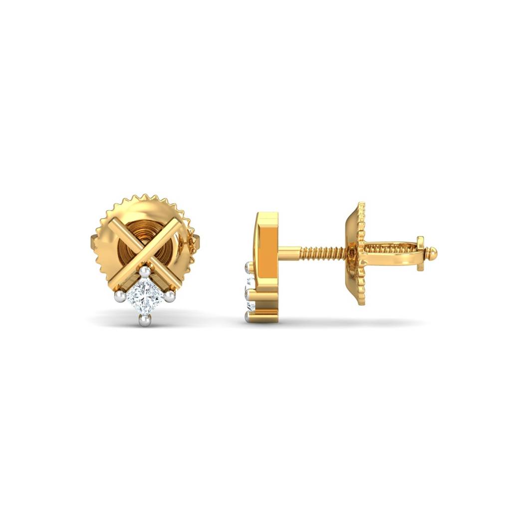 KuberBox 18K Yellow Gold XO Stud Earrings