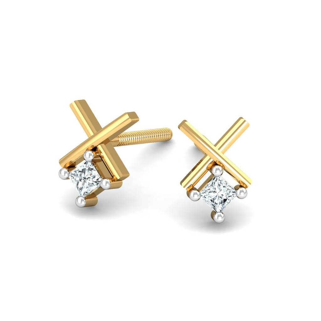 KuberBox 18K Yellow Gold XO Stud Earrings