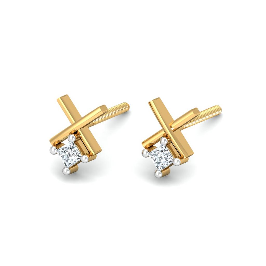 KuberBox 18K Yellow Gold XO Stud Earrings