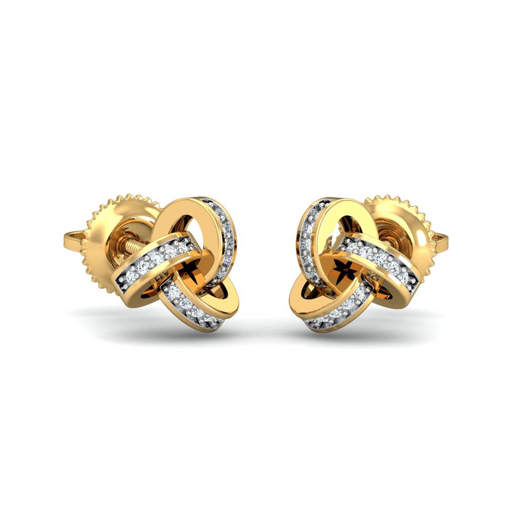 KuberBox 18K Yellow Gold Gavaksha Stud Earrings