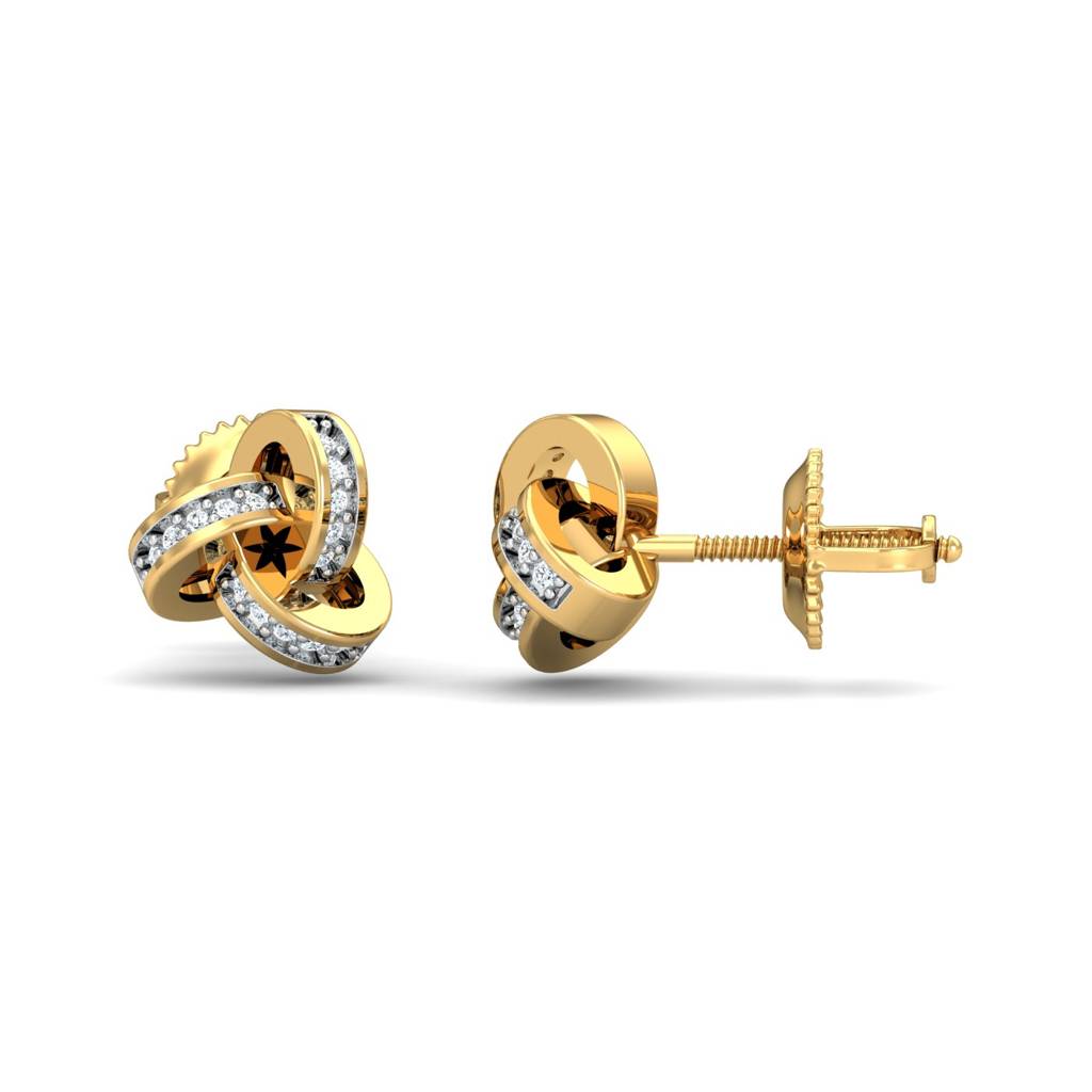 KuberBox 18K Yellow Gold Gavaksha Stud Earrings