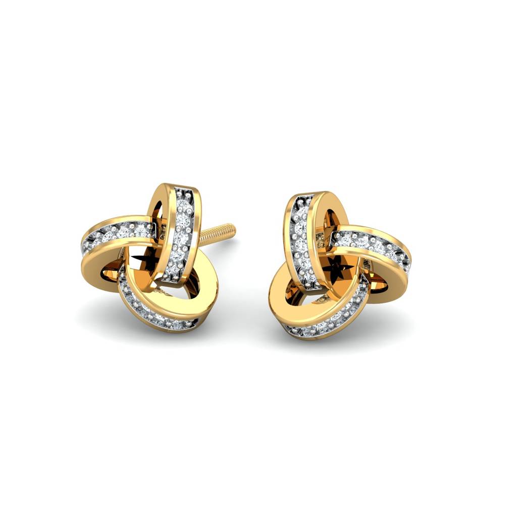 KuberBox 18K Yellow Gold Gavaksha Stud Earrings