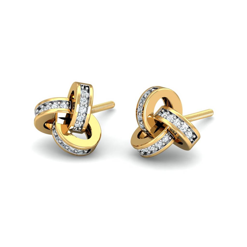 KuberBox 18K Yellow Gold Gavaksha Stud Earrings