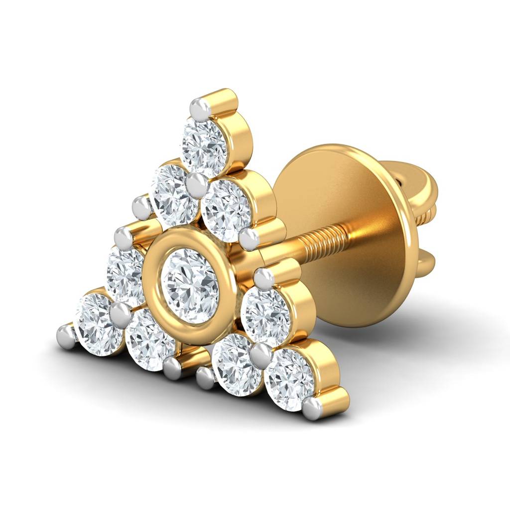 KuberBox 18K Yellow Gold Pyramid Stud Earrings