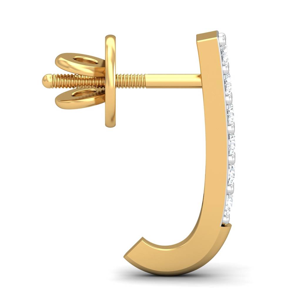 KuberBox 18K Yellow Gold Sassy J Half Hoop Earrings