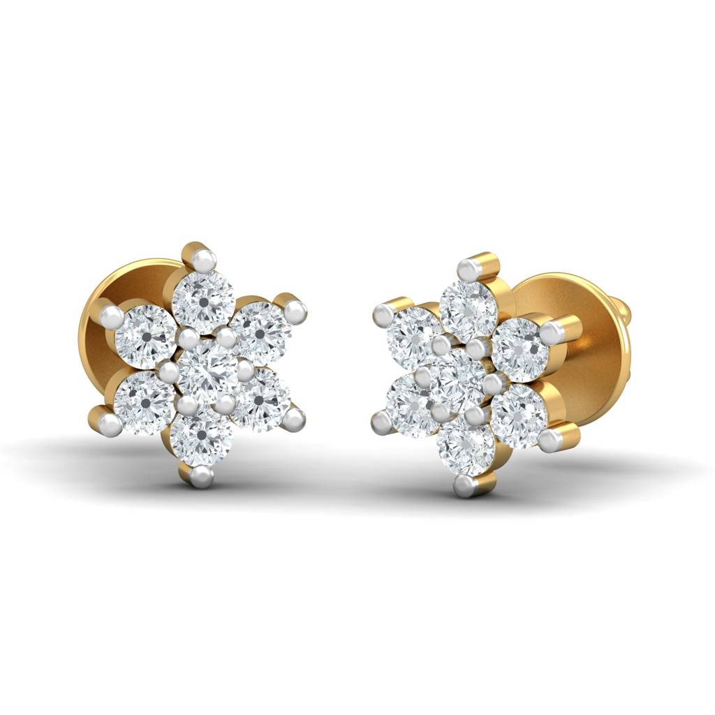 KuberBox 18K Yellow Gold Phool Stud Earrings