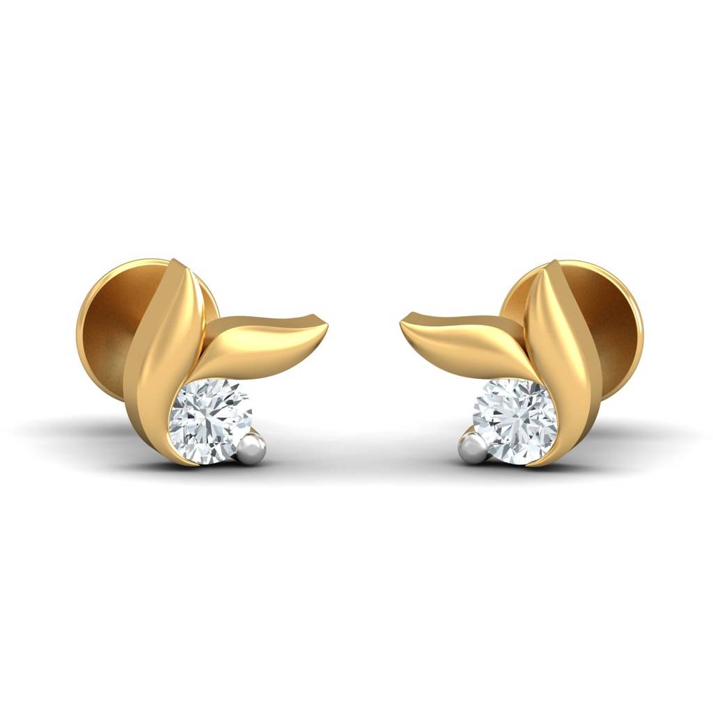 KuberBox 18K Yellow Gold Ekta Stud Earrings