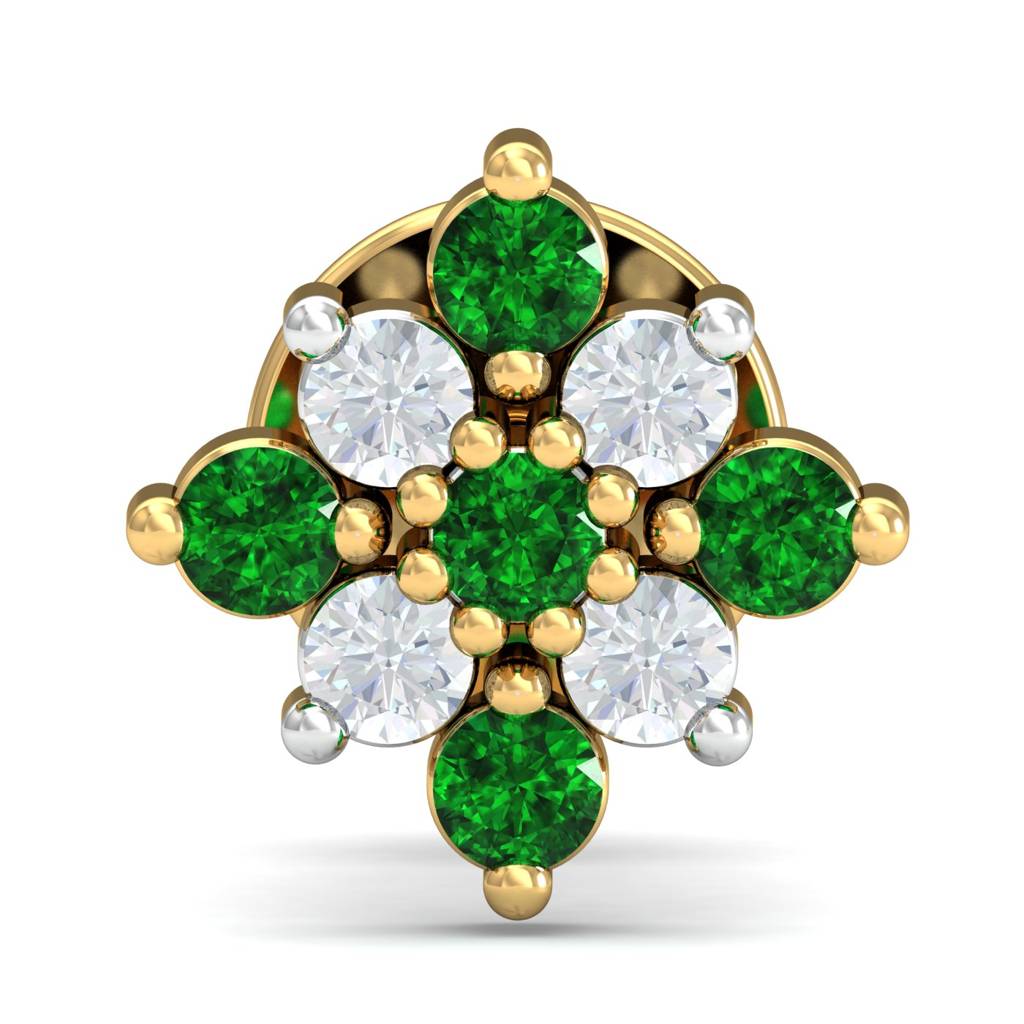 KuberBox 18K Yellow Gold Shagun Emerald Earrings