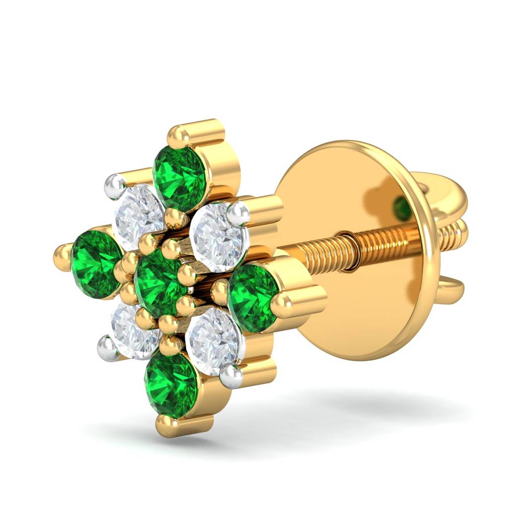 KuberBox 18K Yellow Gold Shagun Emerald Earrings