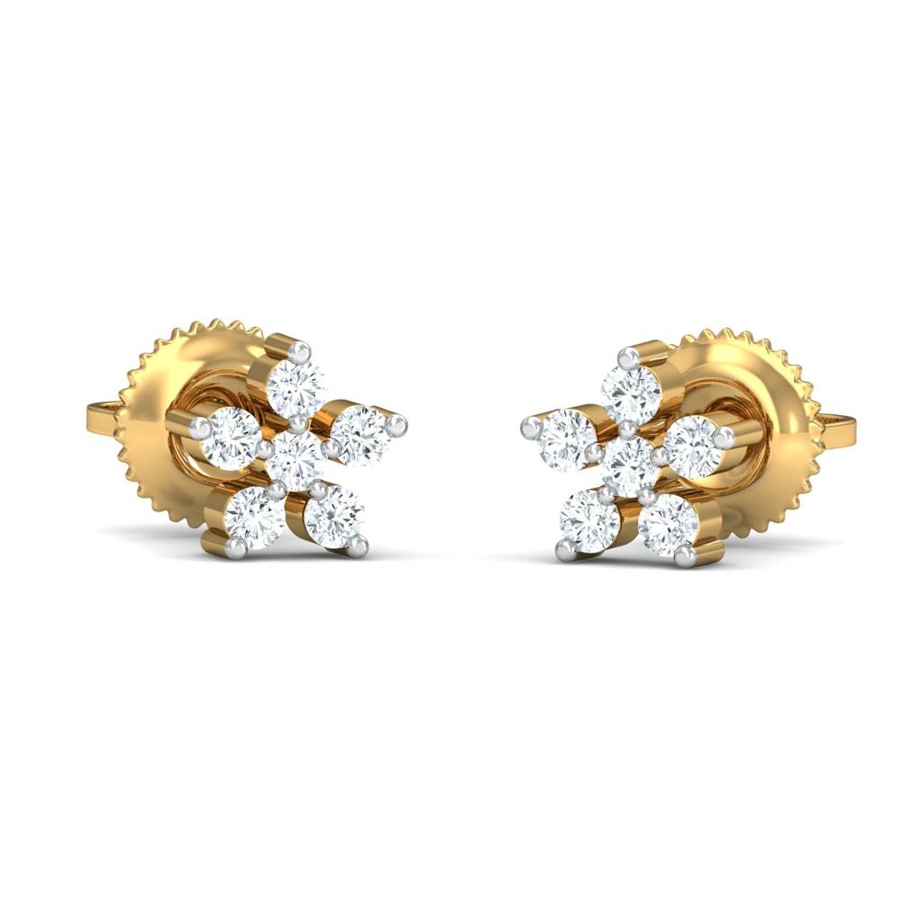 KuberBox 18K Yellow Gold Blime Kids Earrings