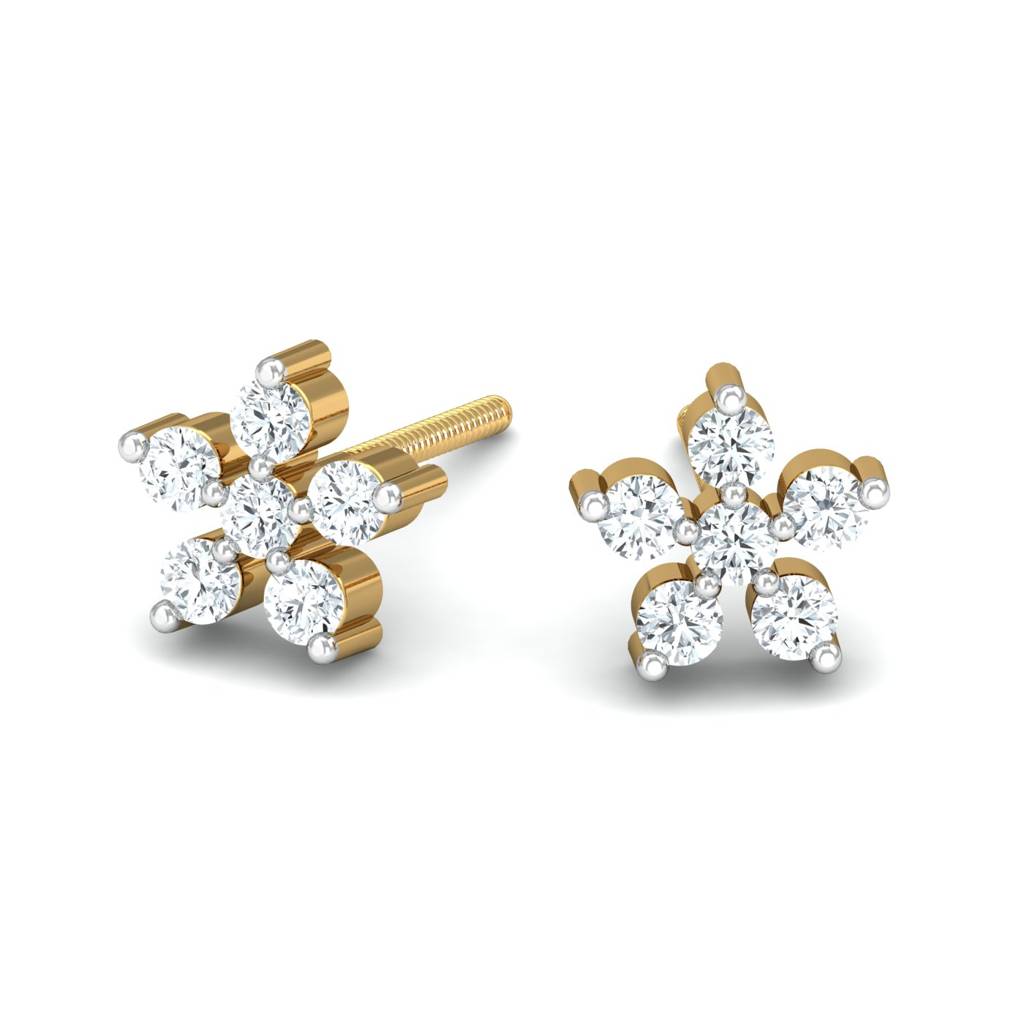 KuberBox 18K Yellow Gold Blime Kids Earrings