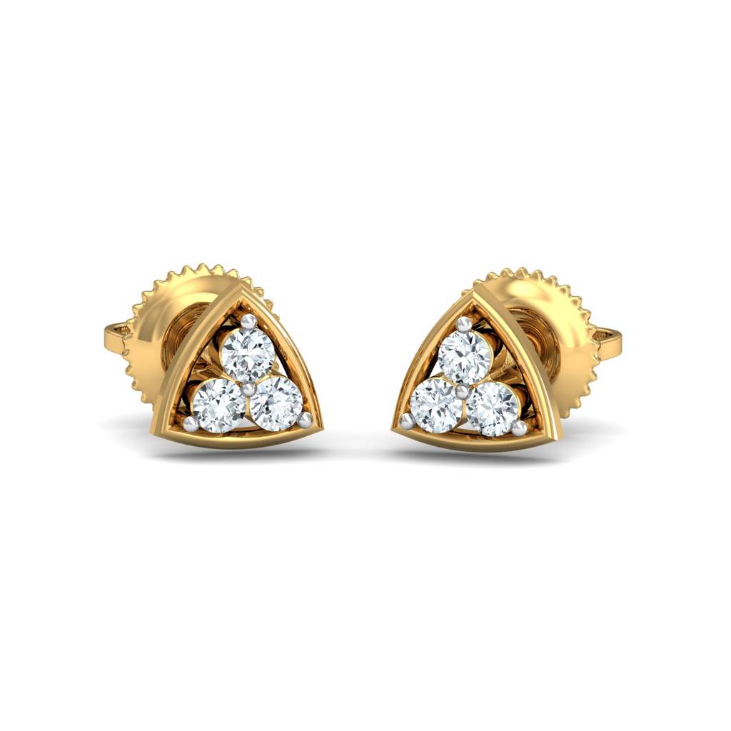 KuberBox 18K Yellow Gold Demira Stud Earrings