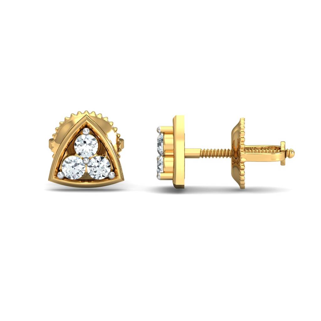 KuberBox 18K Yellow Gold Demira Stud Earrings