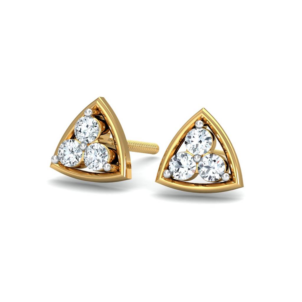 KuberBox 18K Yellow Gold Demira Stud Earrings