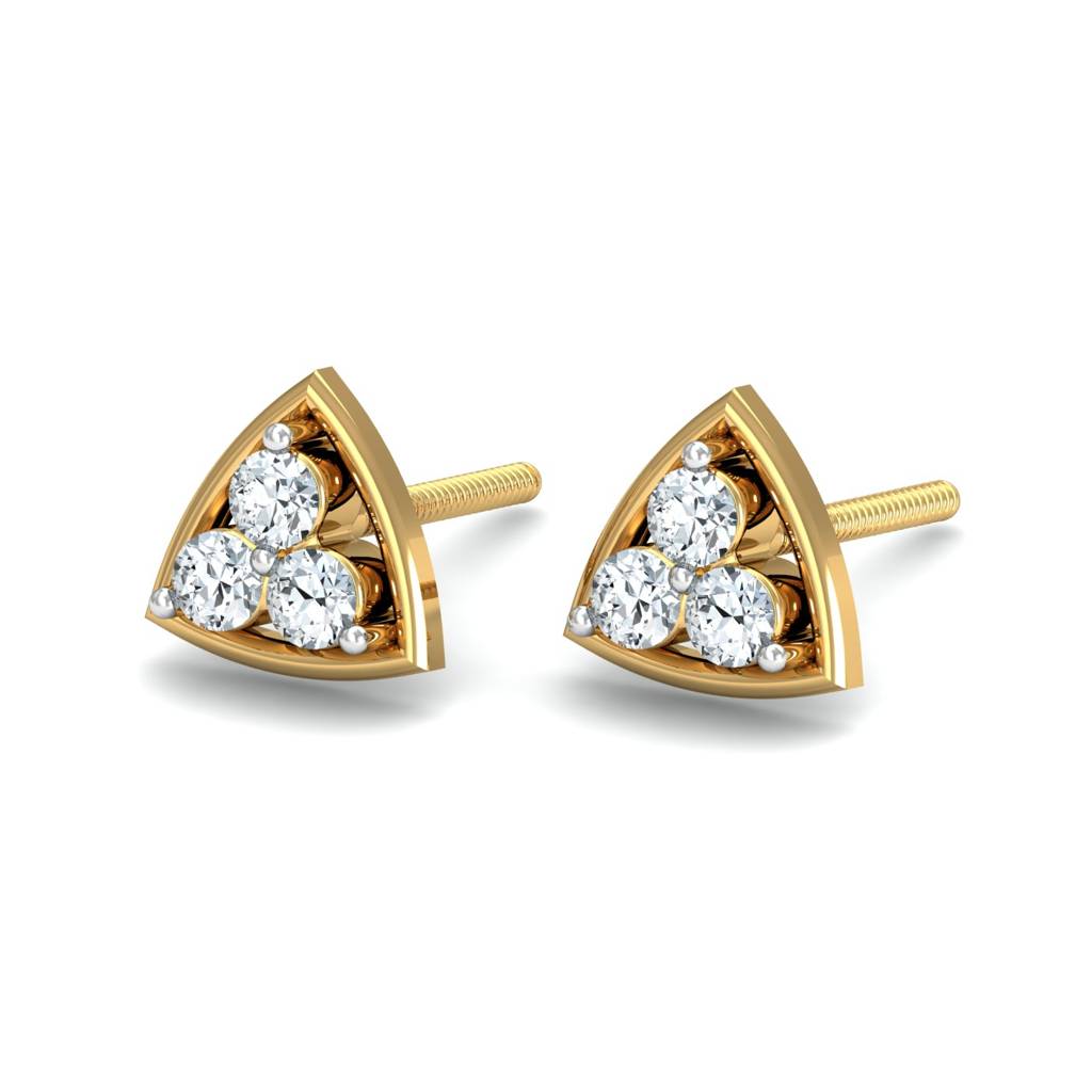 KuberBox 18K Yellow Gold Demira Stud Earrings