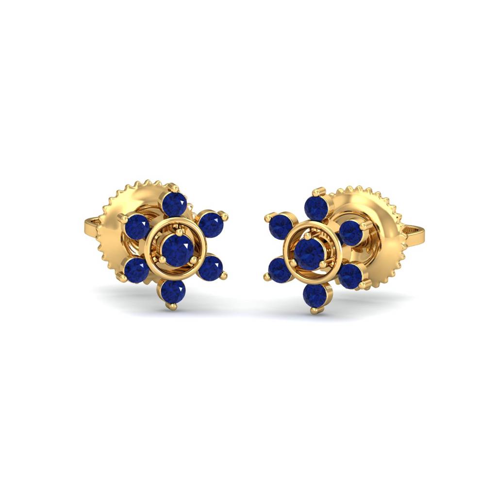 KuberBox 18K Yellow Gold Regina Sapphire Earrings