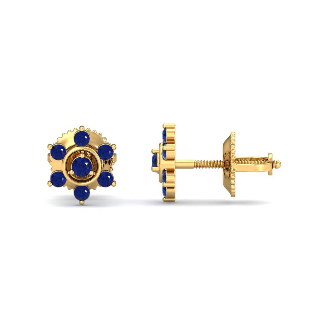 KuberBox 18K Yellow Gold Regina Sapphire Earrings