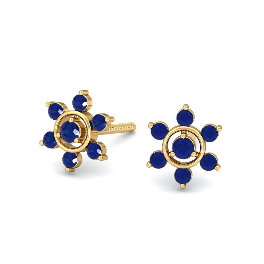 KuberBox 18K Yellow Gold Regina Sapphire Earrings