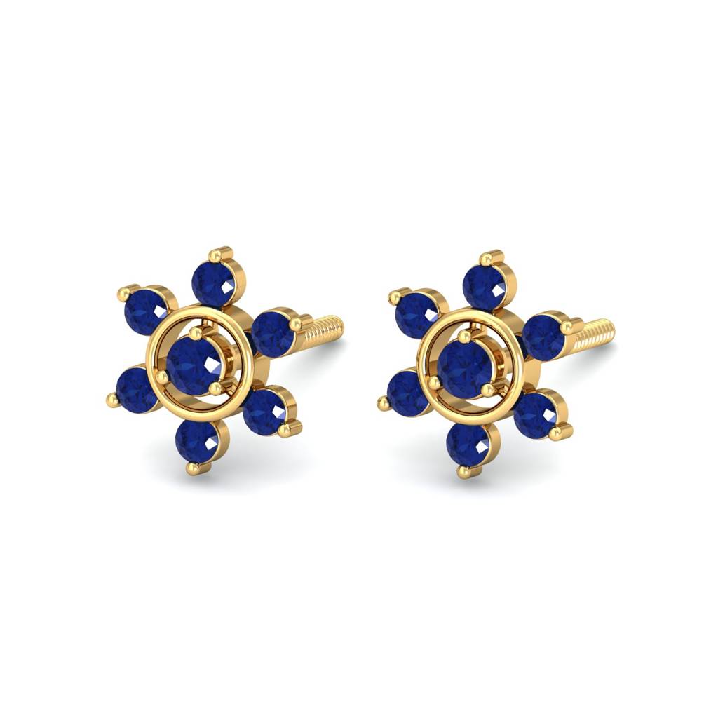 KuberBox 18K Yellow Gold Regina Sapphire Earrings