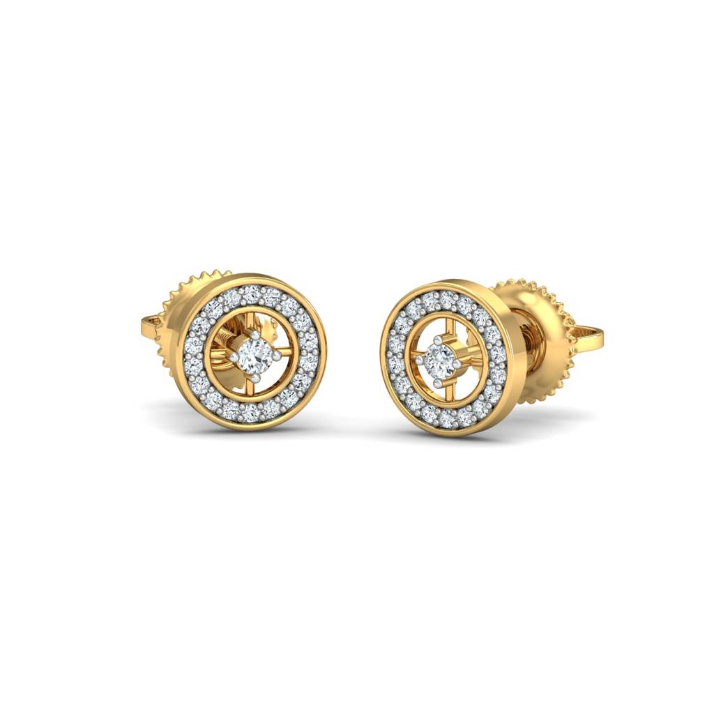 KuberBox 18K Yellow Gold Debra Round Earrings