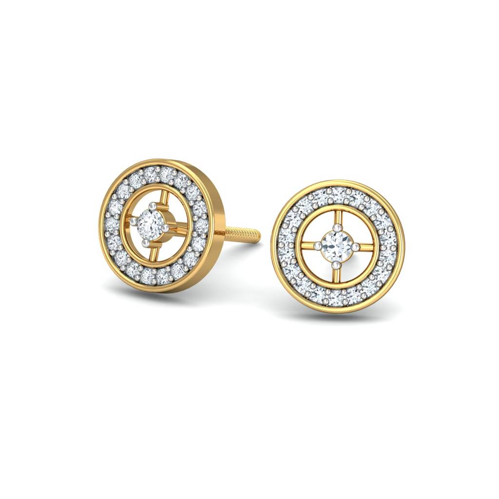 KuberBox 18K Yellow Gold Debra Round Earrings