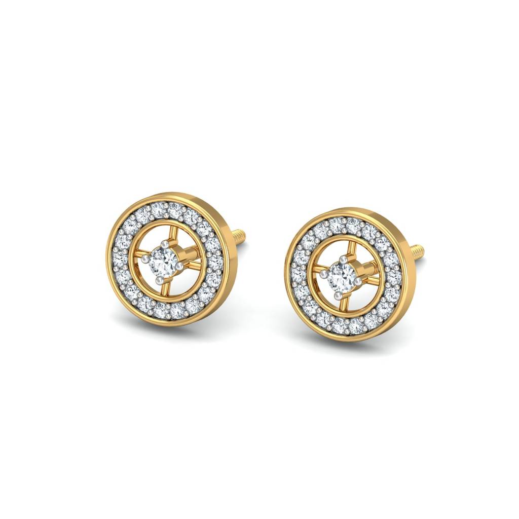 KuberBox 18K Yellow Gold Debra Round Earrings