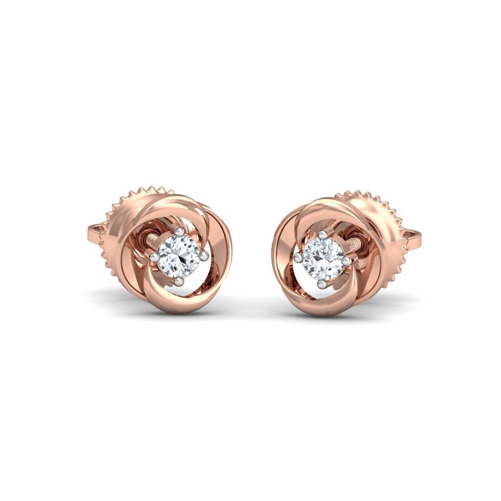 KuberBox 18K Rose Gold Aislinn Solitaire Studs