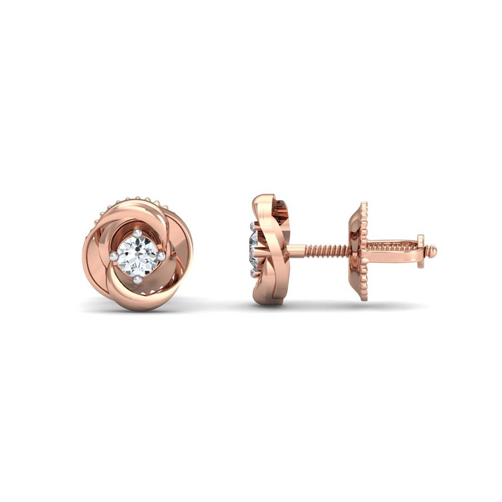 KuberBox 18K Rose Gold Aislinn Solitaire Studs