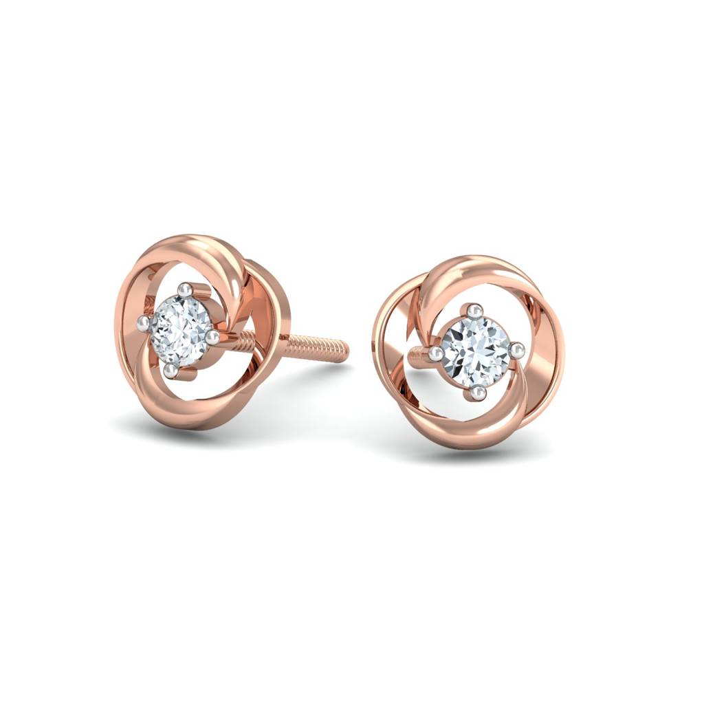 KuberBox 18K Rose Gold Aislinn Solitaire Studs