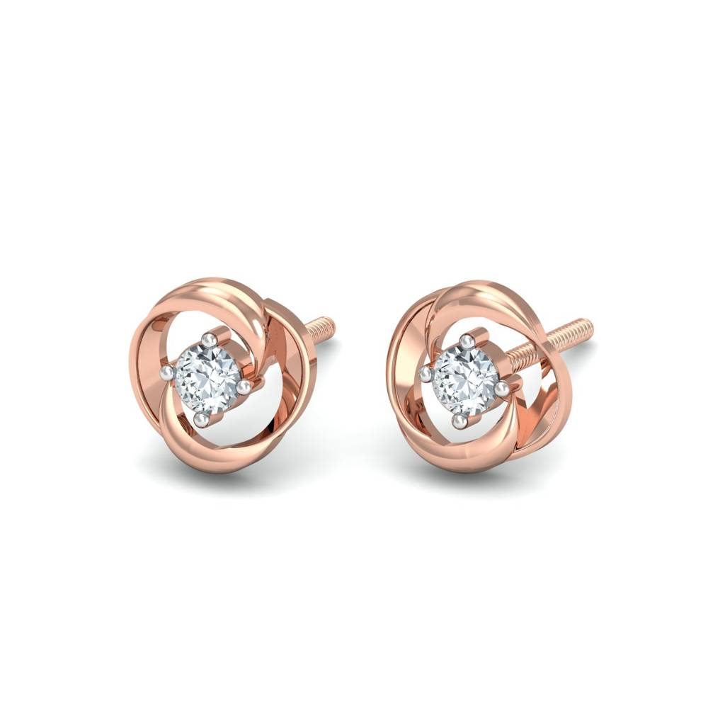 KuberBox 18K Rose Gold Aislinn Solitaire Studs