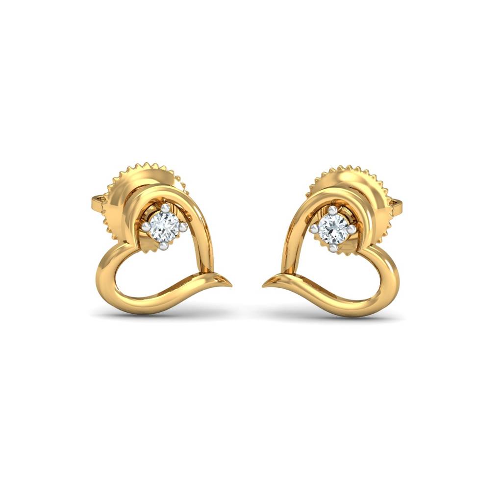 KuberBox 18K Yellow Gold Keily Heart Earrings