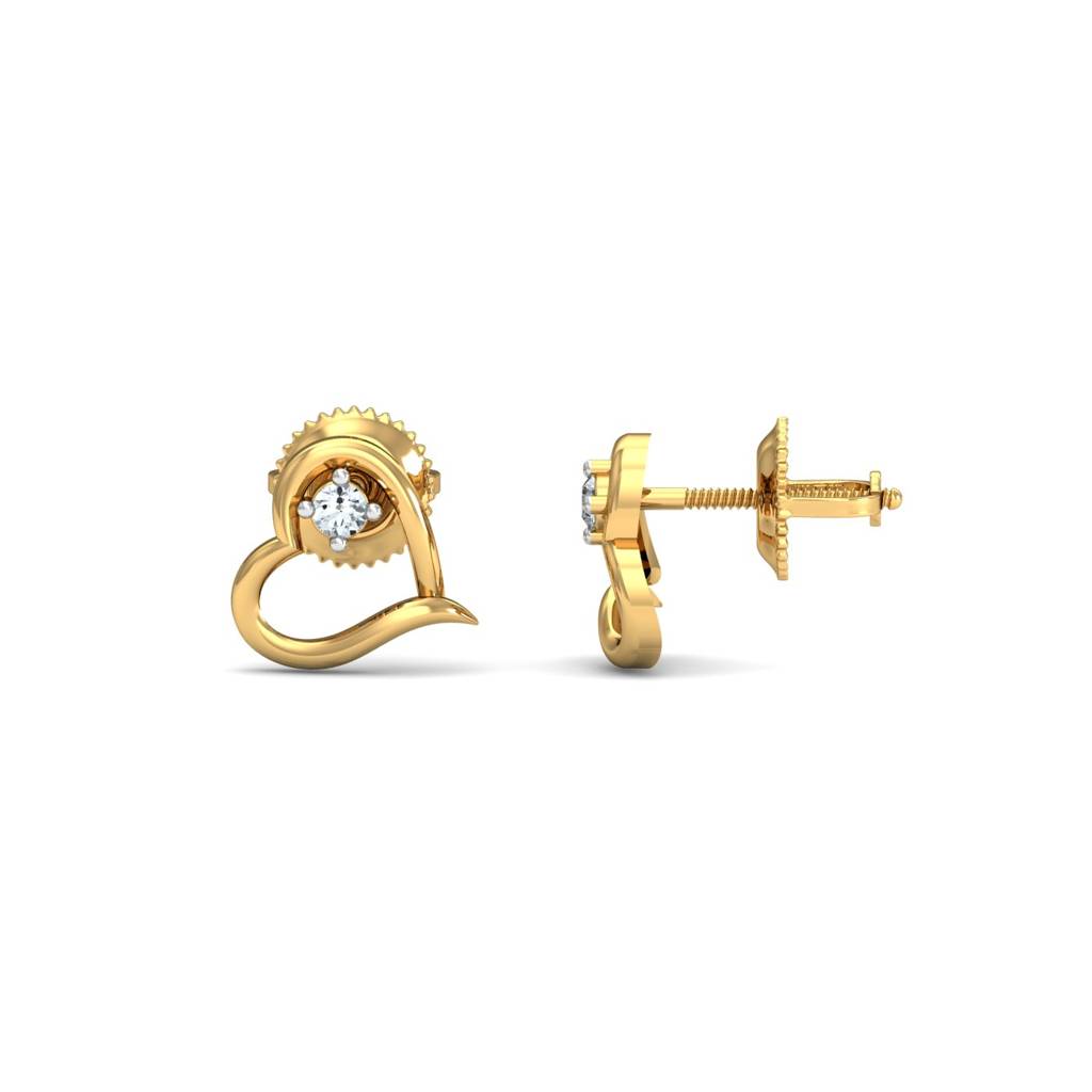 KuberBox 18K Yellow Gold Keily Heart Earrings