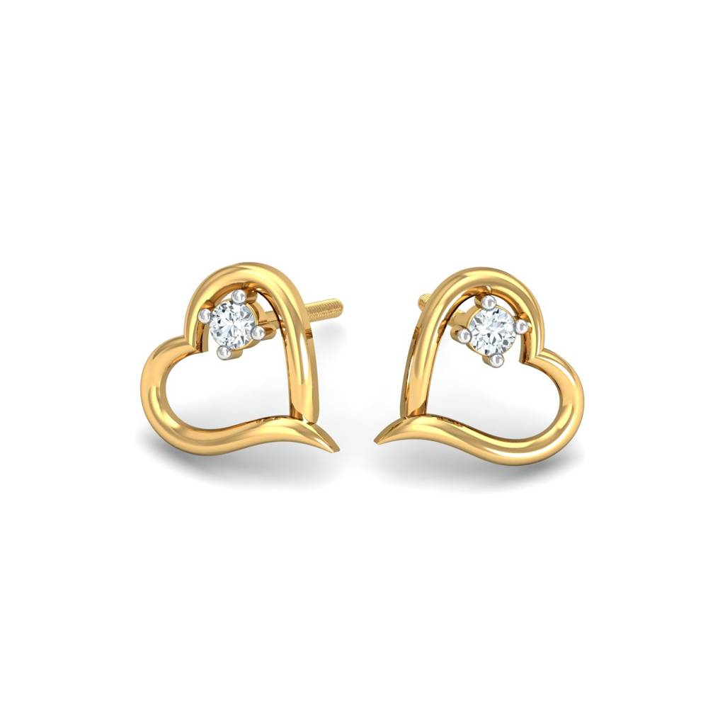 KuberBox 18K Yellow Gold Keily Heart Earrings