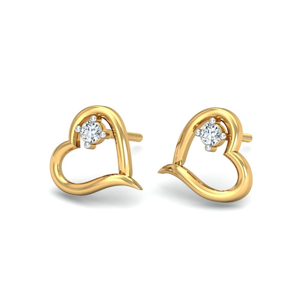 KuberBox 18K Yellow Gold Keily Heart Earrings