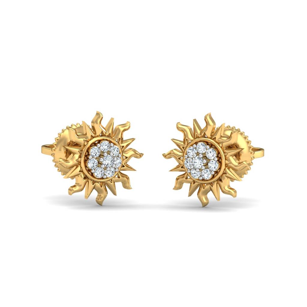 KuberBox 18K Yellow Gold Sunshine Stud Earrings