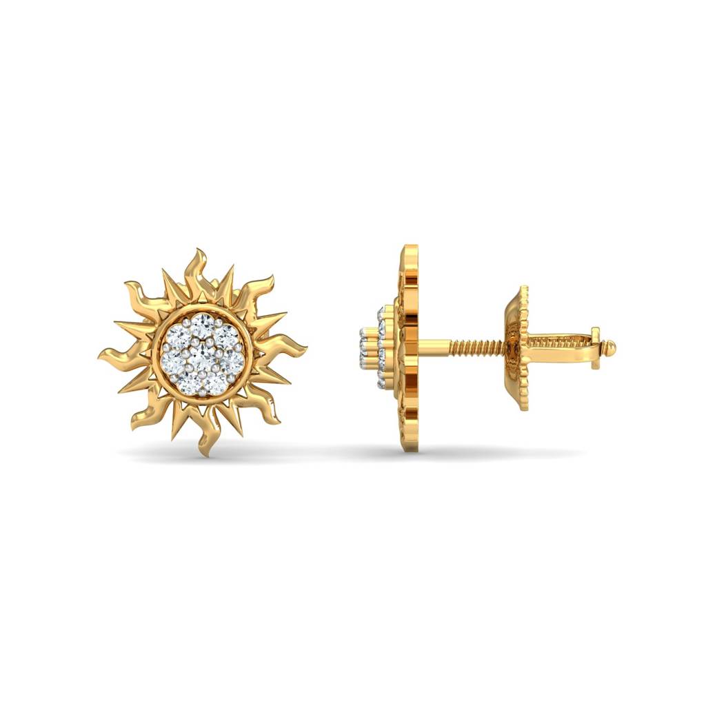 KuberBox 18K Yellow Gold Sunshine Stud Earrings