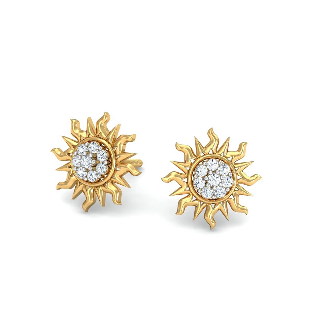 KuberBox 18K Yellow Gold Sunshine Stud Earrings