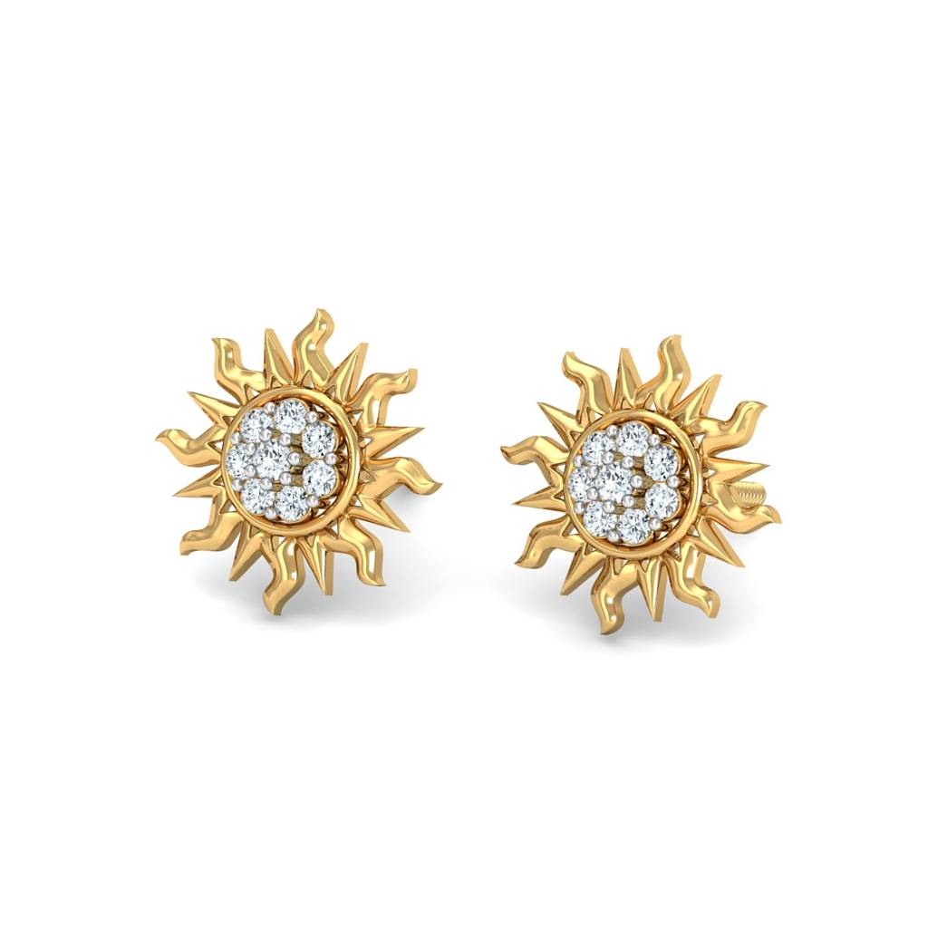 KuberBox 18K Yellow Gold Sunshine Stud Earrings