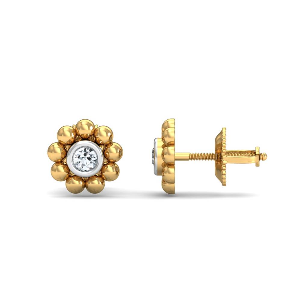 KuberBox 18K Yellow Gold Aureate Beads Stud Earrings