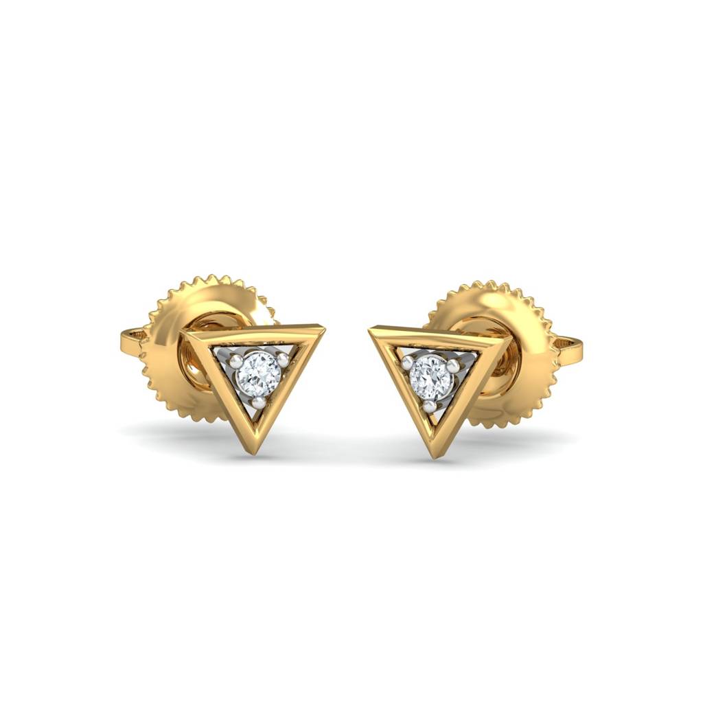 KuberBox 18K Yellow Gold Trikona Stud Earrings