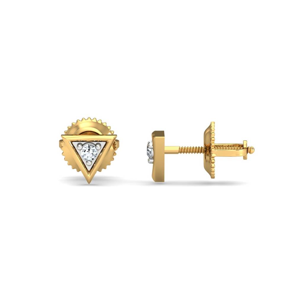 KuberBox 18K Yellow Gold Trikona Stud Earrings