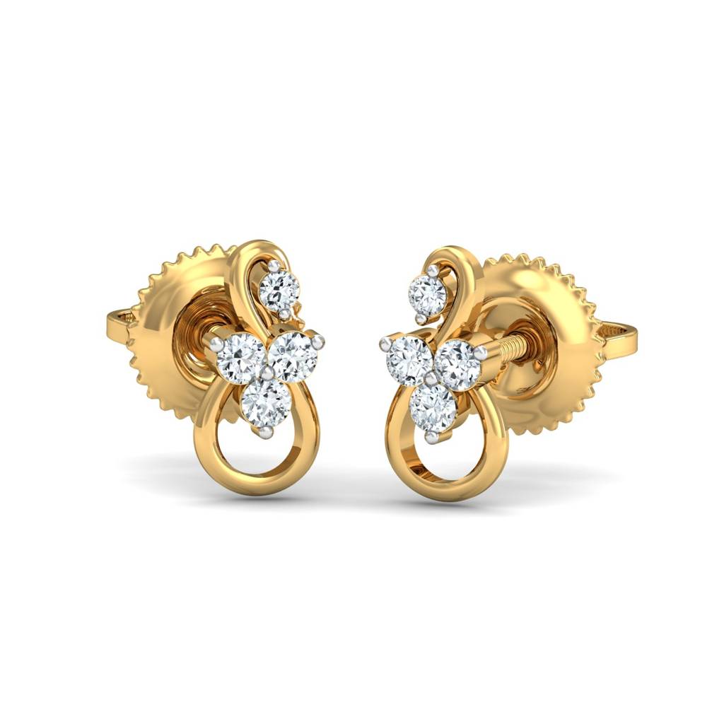 KuberBox 18K Yellow Gold Cookoo Motif Stud Earrings