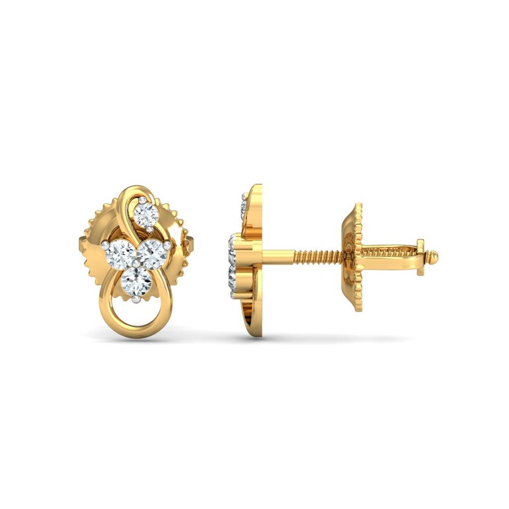 KuberBox 18K Yellow Gold Cookoo Motif Stud Earrings