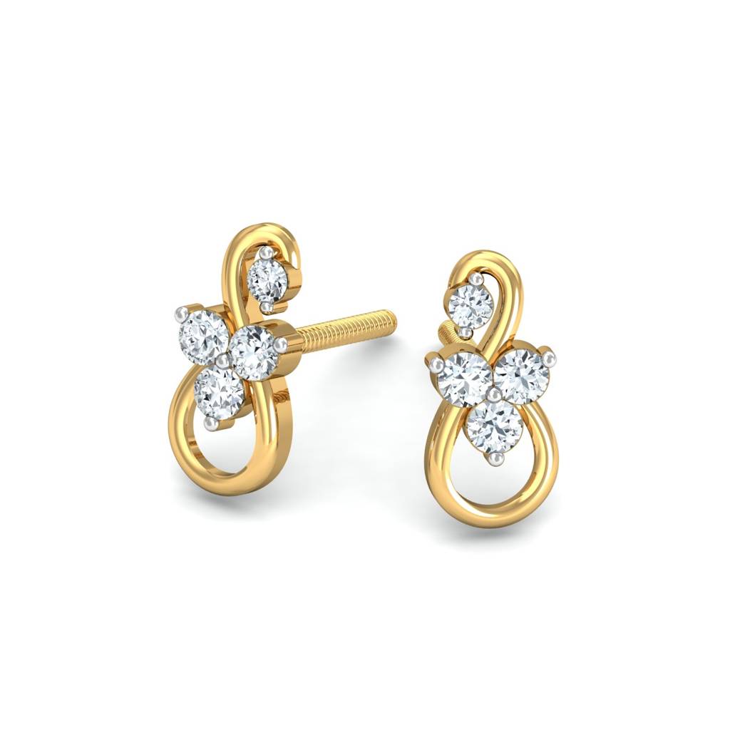 KuberBox 18K Yellow Gold Cookoo Motif Stud Earrings