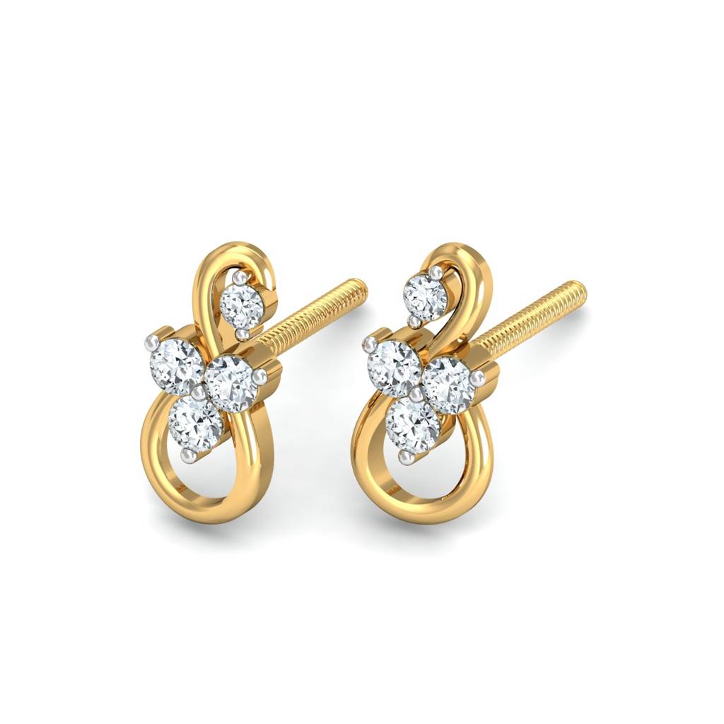 KuberBox 18K Yellow Gold Cookoo Motif Stud Earrings