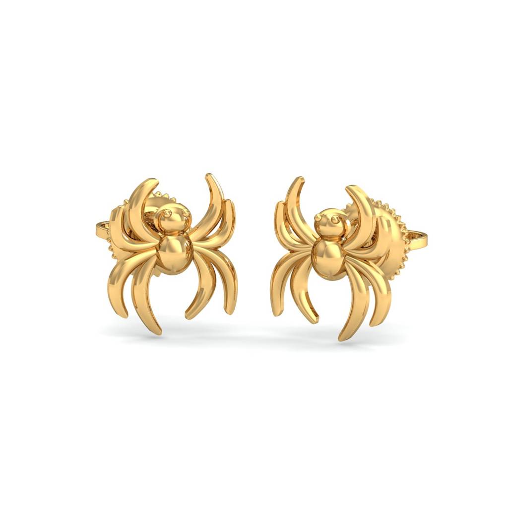 KuberBox 18K Yellow Gold Spider Gold Earrings