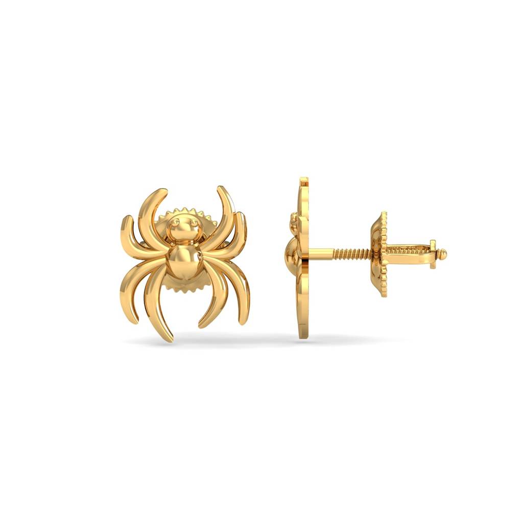 KuberBox 18K Yellow Gold Spider Gold Earrings